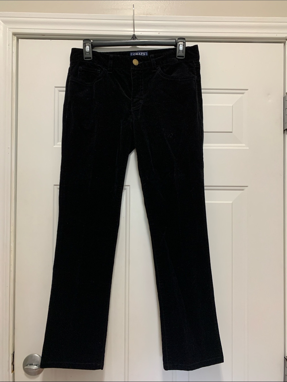 3/$15 Chaps Black Cotton Corduroy Straight-Leg Pants Size 4 Petite